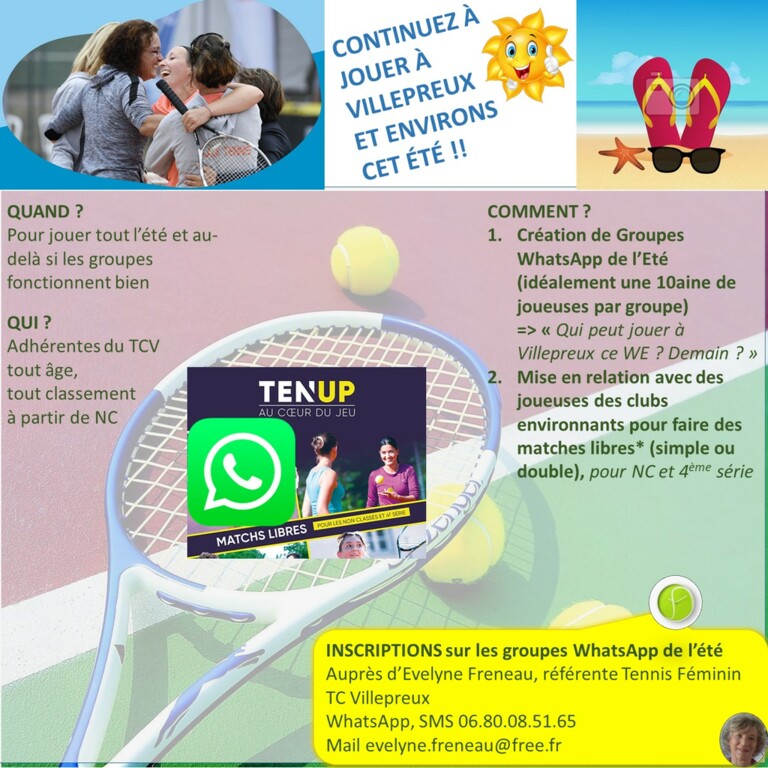 👩🎾 Tennis Féminin Villepreux : Jouez pendant l’été !