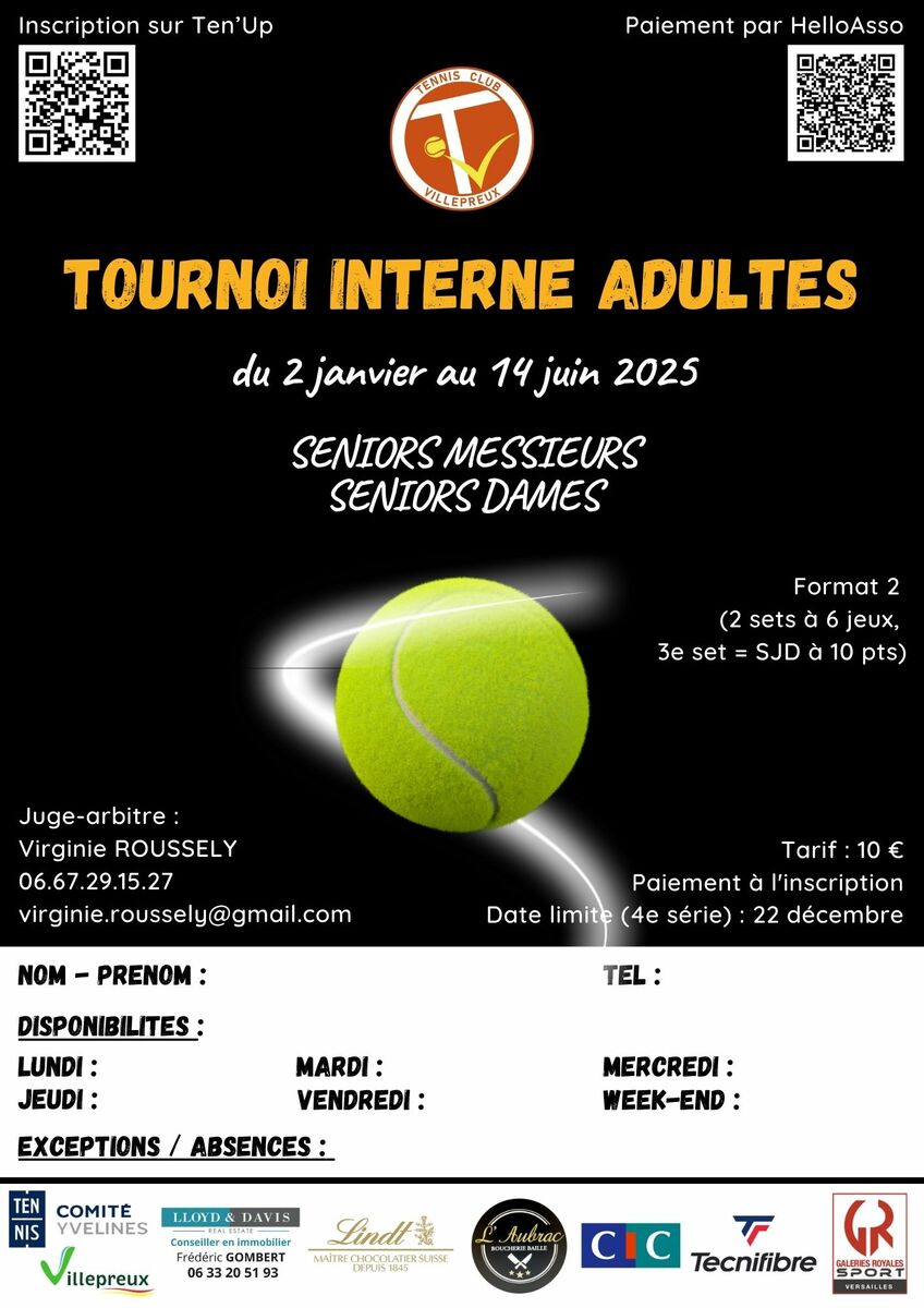 🏆 Tournoi interne Adultes 2025