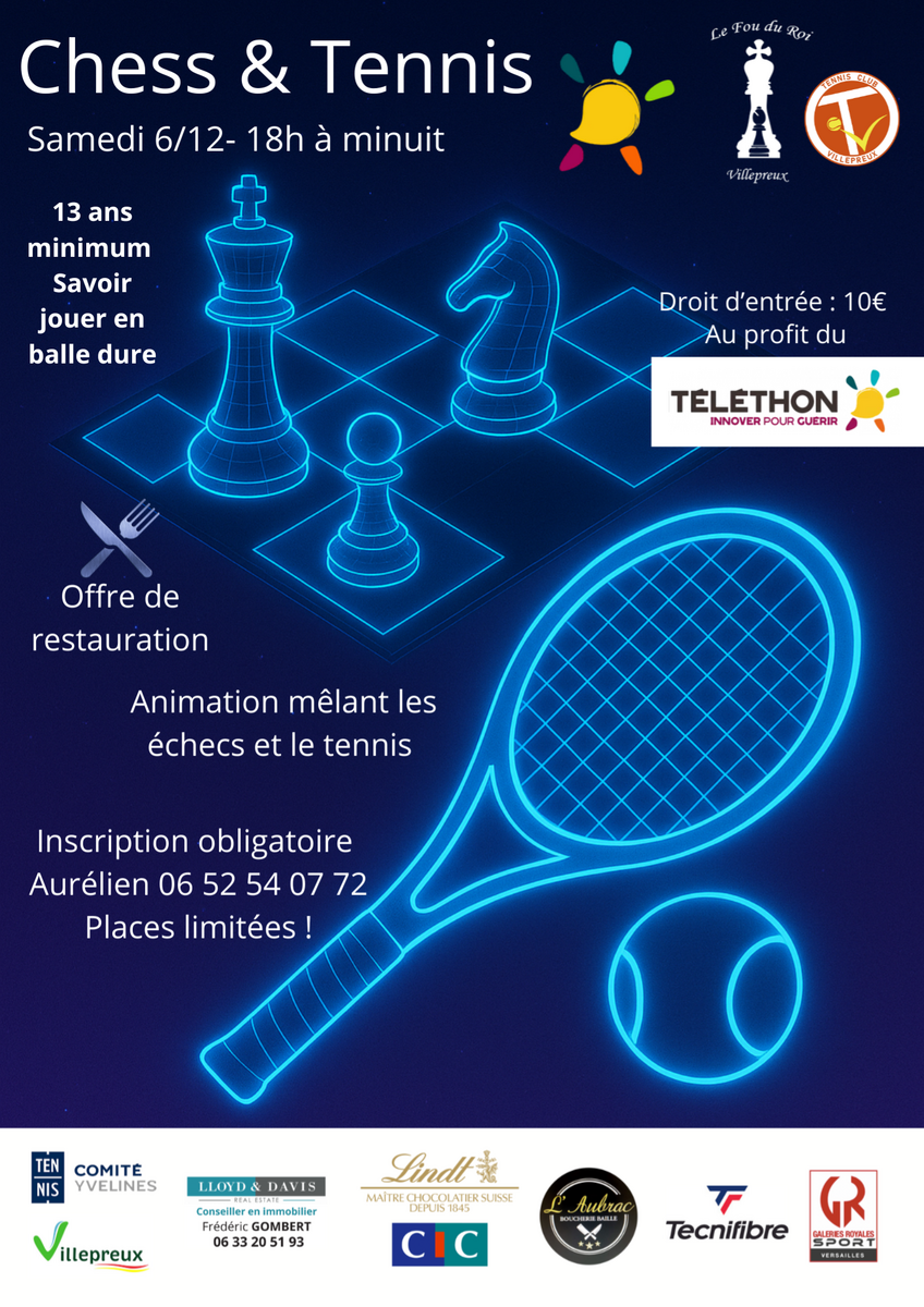♟️🎾 Echecs & Tennis – Soirée Téléthon 2025 à Villepreux