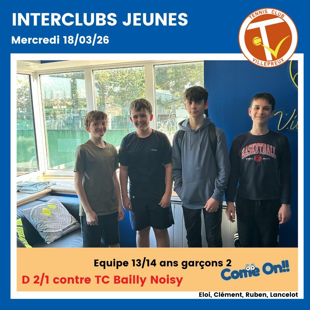 🏆 Interclubs Jeunes – Mercredi 18 mars + Interclubs +35 Messieurs dimanche 15 mars