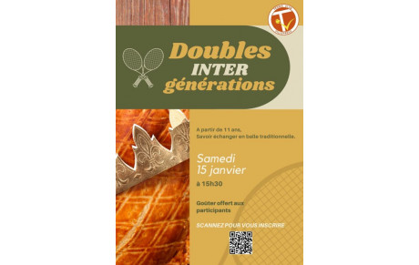 Animation Doubles Intergénérations le samedi 15 janvier : Inscriptions !