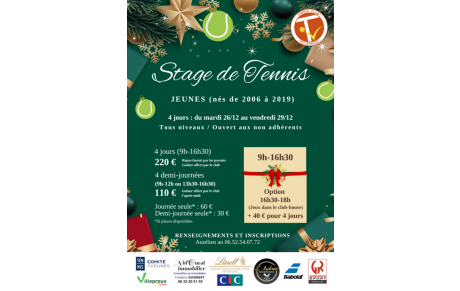 Stage de Tennis pour les Jeunes pendant les vacances de Noël
