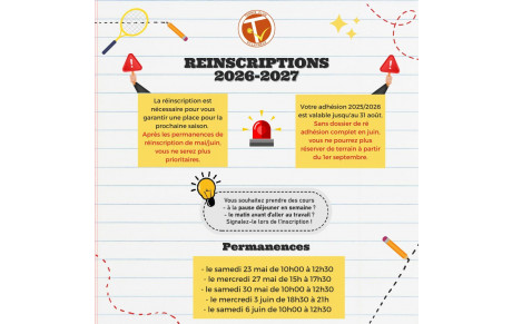 Réinscriptions 2026/2027